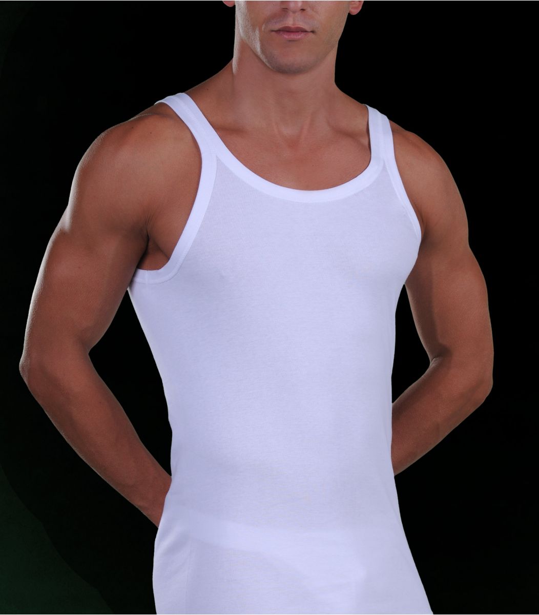 Men underwear Tank Top, white Color White Size XS